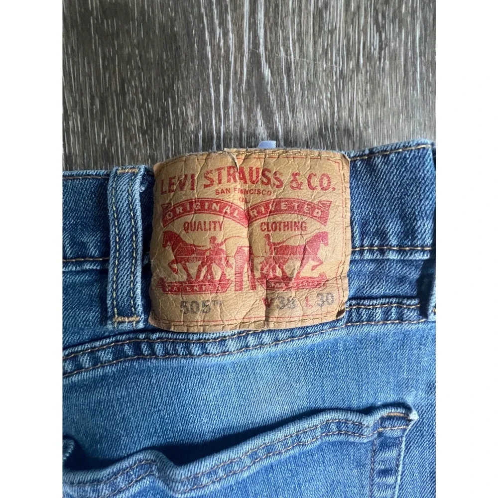 Levi's 505 Regular Fit Jeans Mens 38x30 Blue‎ Straight Leg Denim Pants